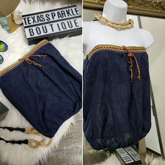 fresh brewed Tops - Navy blue strapless